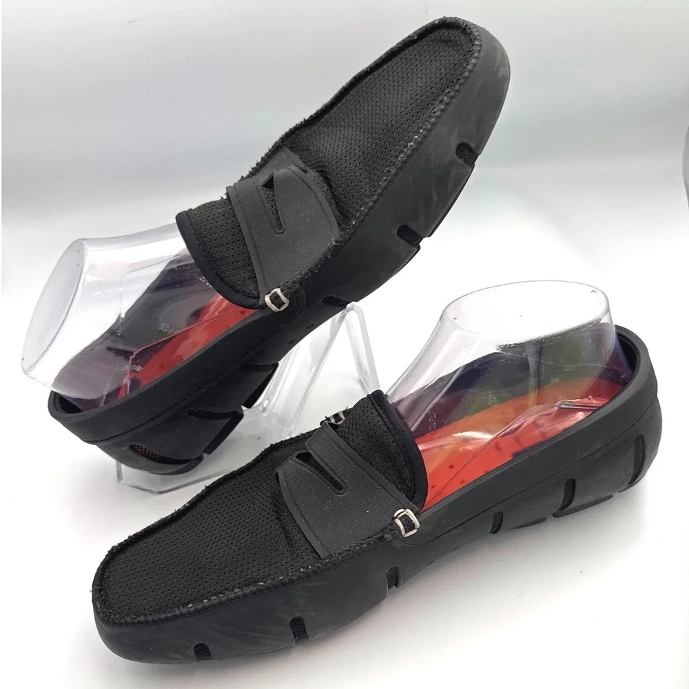 SWIMS Mens Penny Loafers Sz 9 Black Mesh Boat Beach Pool Slip-Ons Water Shoes